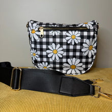Load image into Gallery viewer, The Roni Nylon Crossbody - Black Gingham Daisy Floral