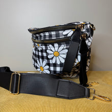 Load image into Gallery viewer, The Roni Nylon Crossbody - Black Gingham Daisy Floral