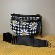 Load image into Gallery viewer, The Roni Nylon Crossbody - Black Gingham Daisy Floral