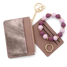 Load image into Gallery viewer, Denim Suede Bracelet Keychain & Card Holder Wallet