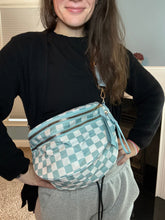 Load image into Gallery viewer, The Roni Nylon Crossbody - Checkered Aqua