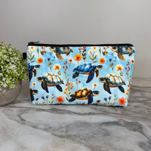 Load image into Gallery viewer, Pouch - Animal Floral Turtle Blue