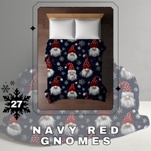 Load image into Gallery viewer, Blanket Christmas #27 - Navy Red Gnomes - PREORDER