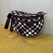 Load image into Gallery viewer, The Roni Nylon Crossbody - Black Pink Plaid
