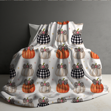 Load image into Gallery viewer, Blanket Halloween #31 - Bow Pumpkin - PREORDER ends 7/25