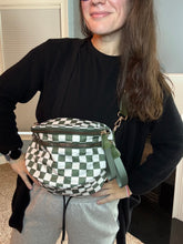 Load image into Gallery viewer, The Roni Nylon Crossbody - Checkered Dark Green - PREORDER