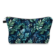 Load image into Gallery viewer, Pouch - Navy Green Leaves