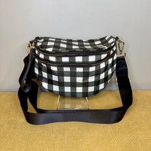 Load image into Gallery viewer, The Roni Nylon Crossbody - Black White Plaid