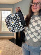 Load image into Gallery viewer, The Roni Nylon Crossbody - Black Gingham Daisy Floral