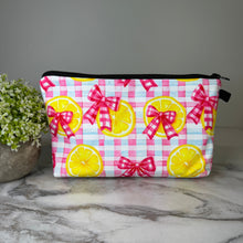 Load image into Gallery viewer, Pouch - Plaid Gingham Lemon Bow