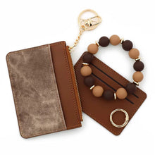 Load image into Gallery viewer, Denim Suede Bracelet Keychain & Card Holder Wallet