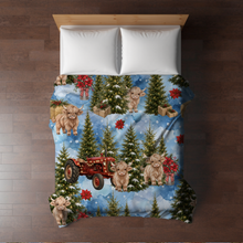 Load image into Gallery viewer, Blanket Christmas #35 - Farm Tree Highland Cow - PREORDER