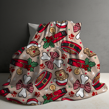 Load image into Gallery viewer, Blanket Christmas #16 - Dog Paw Bone & Bowl - PREORDER