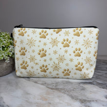 Load image into Gallery viewer, Pouch - Christmas Holiday - Dog Gold Snowflake Paw