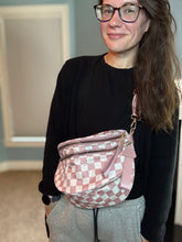 Load image into Gallery viewer, The Roni Nylon Crossbody - Checkered Medium Pink