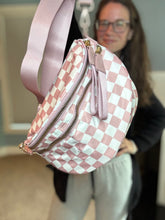 Load image into Gallery viewer, The Roni Nylon Crossbody - Checkered Medium Pink