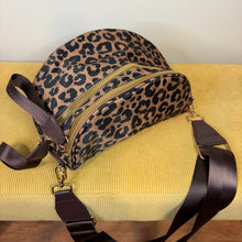 Load image into Gallery viewer, The Roni Nylon Crossbody - Black & Caramel Animal Print