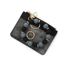 Load image into Gallery viewer, Denim Suede Bracelet Keychain & Card Holder Wallet