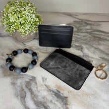 Load image into Gallery viewer, Denim Suede Bracelet Keychain & Card Holder Wallet