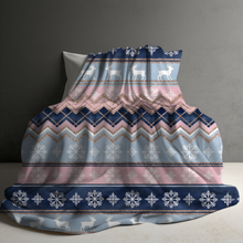 Load image into Gallery viewer, Blanket Christmas #28 - Snowflake Blue Pink - PREORDER