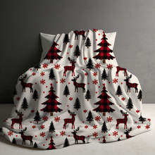 Load image into Gallery viewer, Blanket Christmas #37 - Plaid Deer Trees - PREORDER