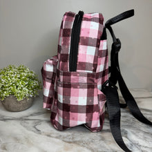 Load image into Gallery viewer, Mini Backpack - Pink Polka Dot Plaid