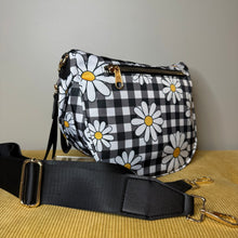 Load image into Gallery viewer, The Roni Nylon Crossbody - Black Gingham Daisy Floral