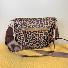 Load image into Gallery viewer, The Roni Nylon Crossbody - Black & Caramel Animal Print