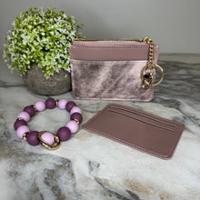 Load image into Gallery viewer, Denim Suede Bracelet Keychain & Card Holder Wallet