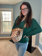 Load image into Gallery viewer, The Roni Nylon Crossbody - Checkered Camel