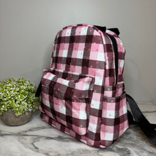 Load image into Gallery viewer, Mini Backpack - Pink Polka Dot Plaid