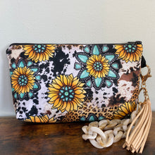 Load image into Gallery viewer, Pouch - Floral Sunflower, Turquoise
