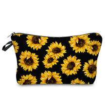 Load image into Gallery viewer, Pouch - Floral Sunflowers on Black