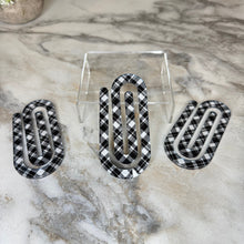 Load image into Gallery viewer, Jumbo Paperclip - Black &amp; White Plaid

