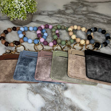 Load image into Gallery viewer, Denim Suede Bracelet Keychain &amp; Card Holder Wallet - PREORDER
