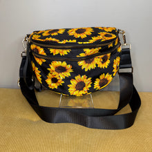 Load image into Gallery viewer, The Roni Nylon Crossbody - Floral Yellow Sunflower on Black
