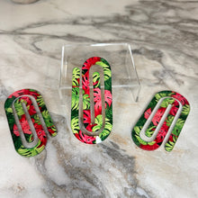 Load image into Gallery viewer, Jumbo Paperclip - Monstera Leaves Tropical
