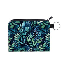 Load image into Gallery viewer, Mini Pouch - Navy Green Leaves
