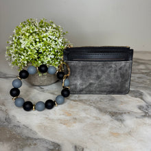 Load image into Gallery viewer, Denim Suede Bracelet Keychain &amp; Card Holder Wallet - PREORDER
