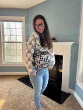 Load image into Gallery viewer, The Roni Nylon Crossbody - Black Gingham Daisy Floral
