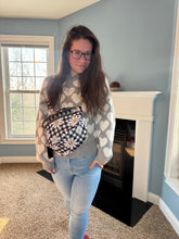 Load image into Gallery viewer, The Roni Nylon Crossbody - Black Gingham Daisy Floral

