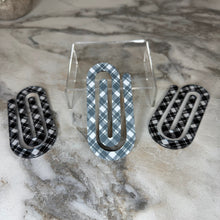 Load image into Gallery viewer, Jumbo Paperclip - Black &amp; White Plaid
