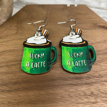 Load image into Gallery viewer, Wooden Dangle Earrings - St. Patrick’s Day - #10
