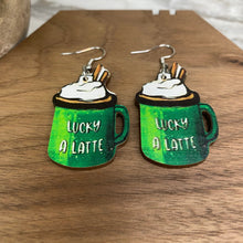 Load image into Gallery viewer, Wooden Dangle Earrings - St. Patrick’s Day - #10
