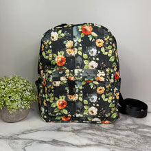 Load image into Gallery viewer, Mini Backpack - Floral On Black
