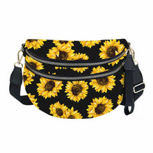 Load image into Gallery viewer, The Roni Nylon Crossbody - Floral Yellow Sunflower on Black
