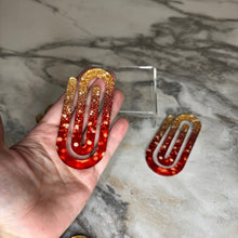 Load image into Gallery viewer, Jumbo Paperclip - Red Gold Ombre Glitter - PREORDER
