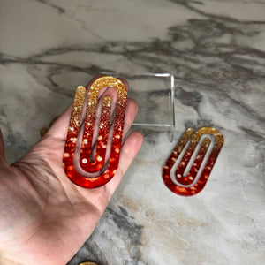 Jumbo Paperclip - Red Gold Ombre Glitter - PREORDER