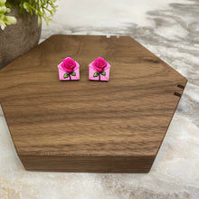 Load image into Gallery viewer, Wooden Stud Earrings - Valentine’s Day - #9
