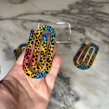 Load image into Gallery viewer, Jumbo Paperclip - Yellow Blue Pink Animal Print
